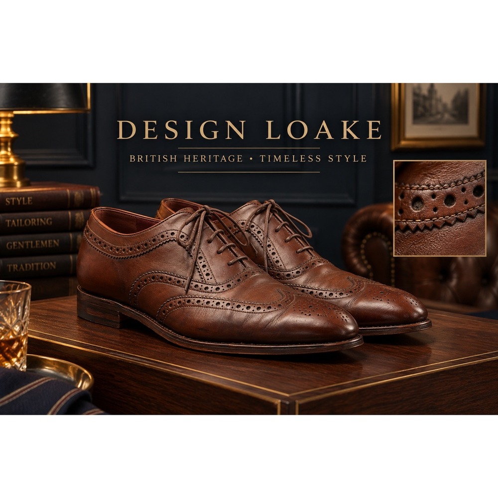 RESOLED Design Loake Brown Leather Wingtip Brogue Oxford Shoes Mens 12